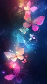 Nebula butterflies glow through deep cosmic night sky