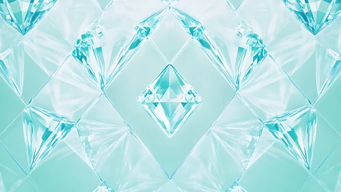 Geometric Crystal Diamonds Pattern in Cool Pastel Digital Art.