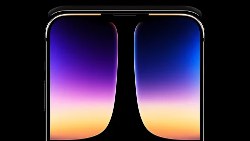 Modern smartphone display with gradient glow wallpaper.