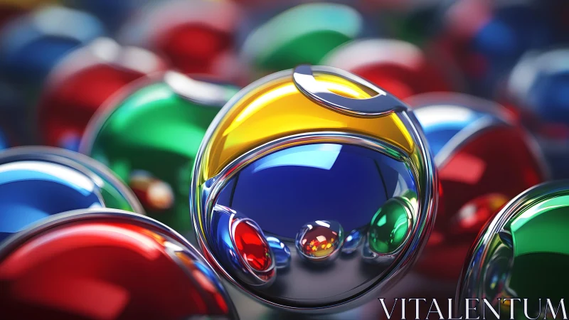 Chromed multicolored spheres display reflective surface behavior