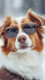 Stylish dog in sunglasses captured in shallow depth of field