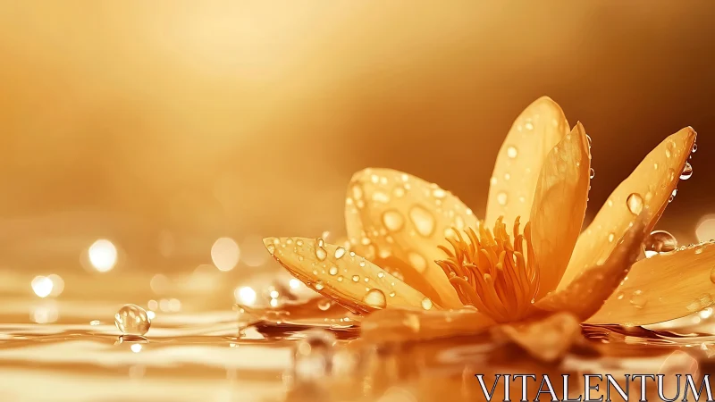 Golden lotus drifting softly across sunlit ripples.