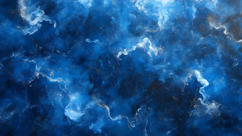 Blue abstract fluid field shows layered turbulent motion