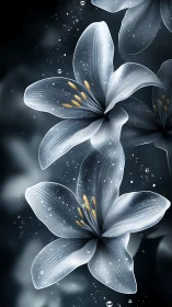 Luminescent Lilies Against Dark Background. Digital Floral.