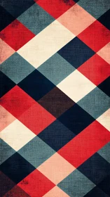 Diagonal plaid lattice with distressed geometric texture grid.