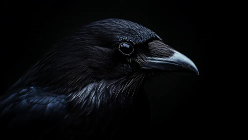 Midnight raven carves silver lines through the darkness