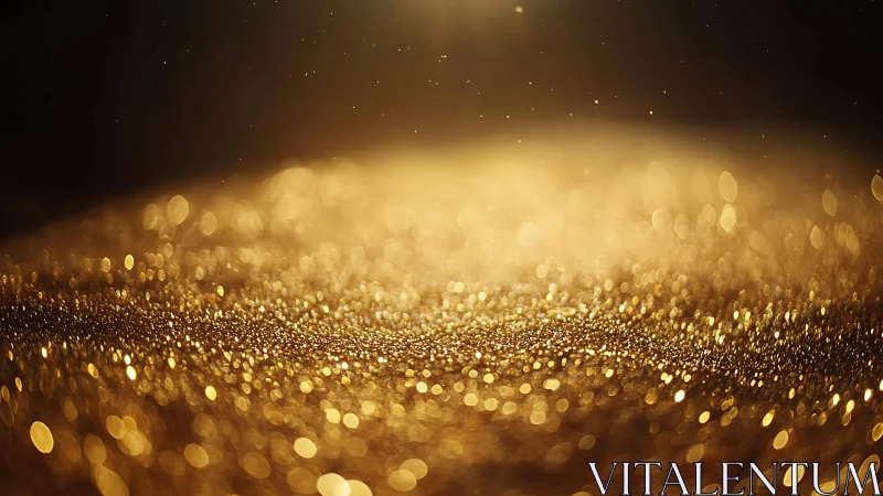 Golden Glitter Bokeh Abstract Background with Warm Glow.