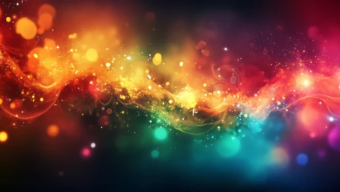 Spectral light waveforms form luminous bokeh-rich color nebula