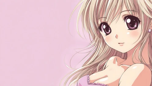 Pastel anime portrait of blonde girl with wide glossy eyes