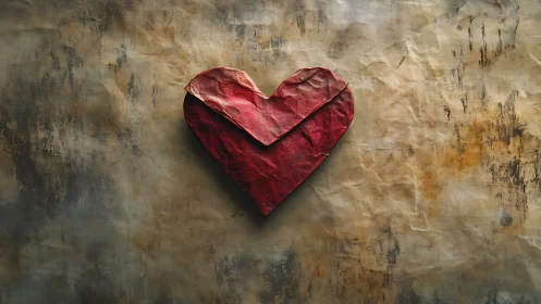 Crimson Heart on Weathered Wall.