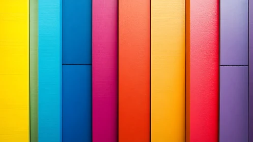 Bold vertical rainbow panels form abstract color spectrum wall.
