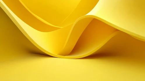 Curved yellow paper waves create flowing abstract landscape