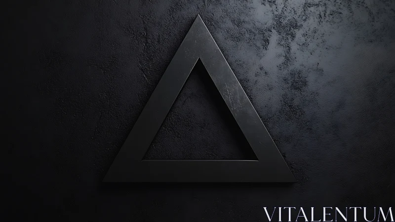 Black triangular frame on dark textured concrete surface.