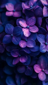 Purple Hydrangea Flowers Close-Up Detail.