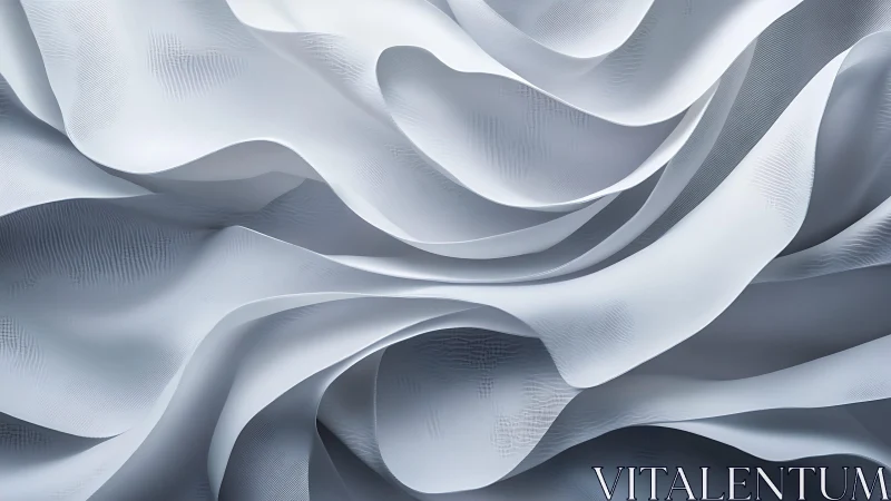 Flowing White Fabric Abstract Art with Soft Texture and Light.