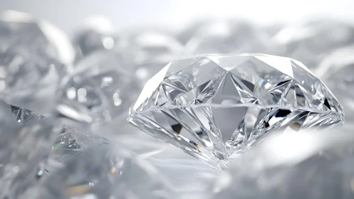 Brilliant cut diamond close-up in bright, elegant studio style.