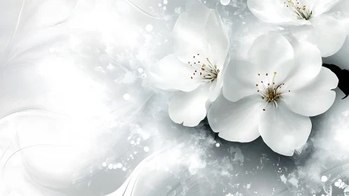 White Blossoms in Ethereal Mist: Soft-Focus Floral Composition.