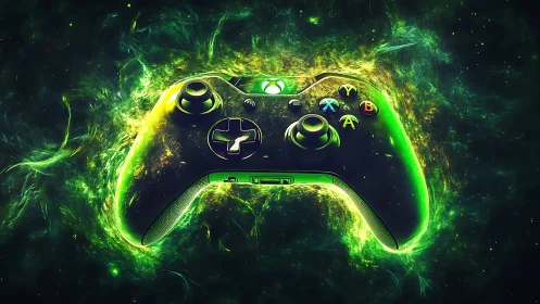 Neon Gaming Controller with Electric Energy Effect.