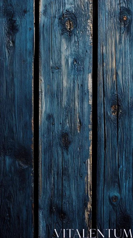 Weathered blue wooden planks with textured grain detail.