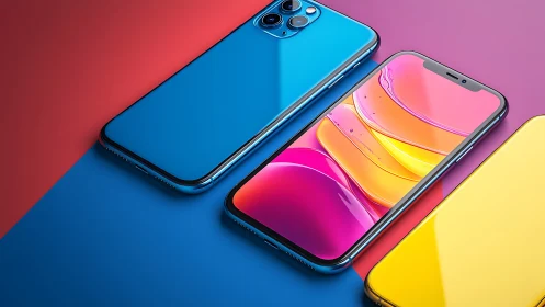 Color-drunk smartphones lounge like neon candy on gradients