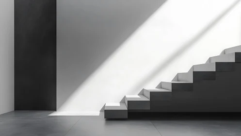 Monochrome Stairwell: Light Sculpts Geometric Descent.
