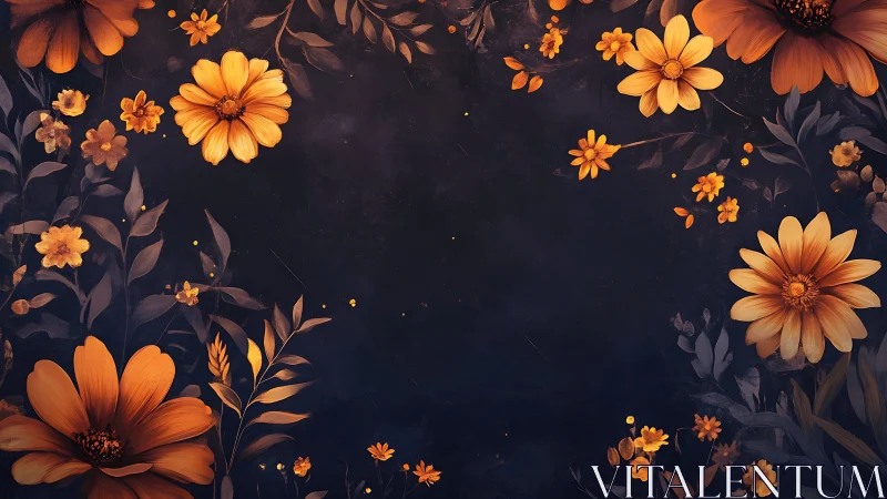 Golden Flowers Dance Across Dark Night Sky