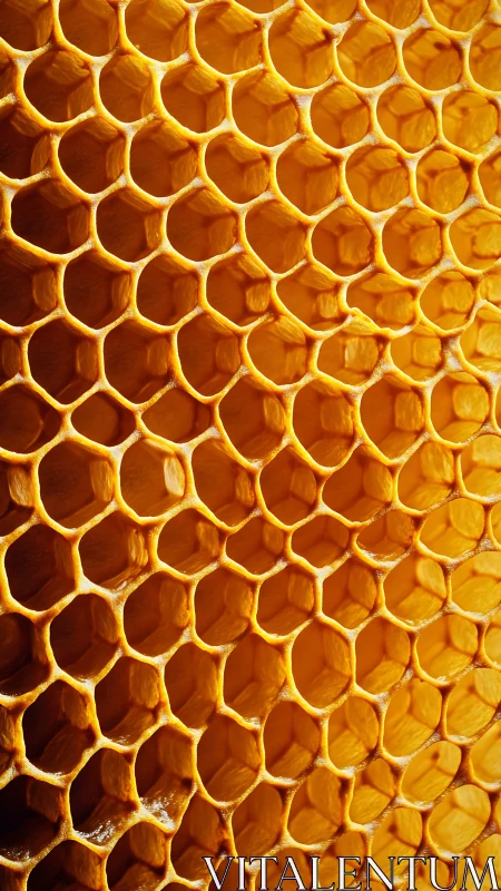Honeycomb cells glow in warm golden macro sunlight