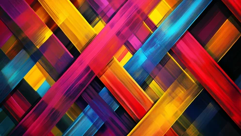 Intersecting neon strokes in dynamic woven abstract grid.