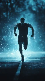 Midnight sprinter carves a glowing corridor through time