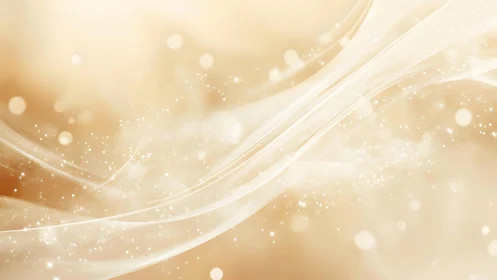 Elegant beige abstract background with flowing waves and sparkles.