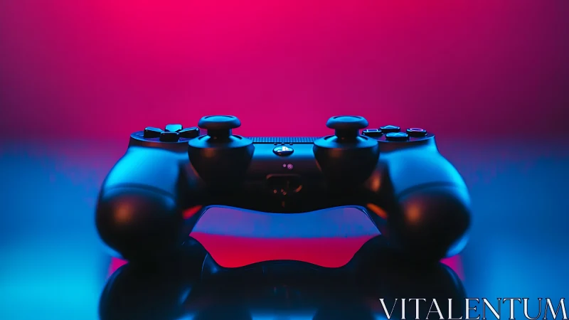 Illuminated Game Controller With Blue and Magenta Neon Lighting