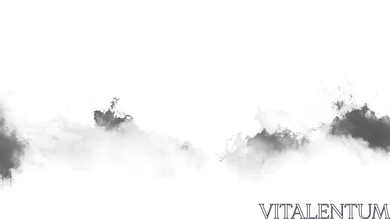 Minimalist abstract black and white ink cloud border background.