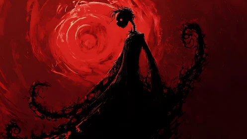 Skeletal shadow prince rising beneath a swirling red vortex.