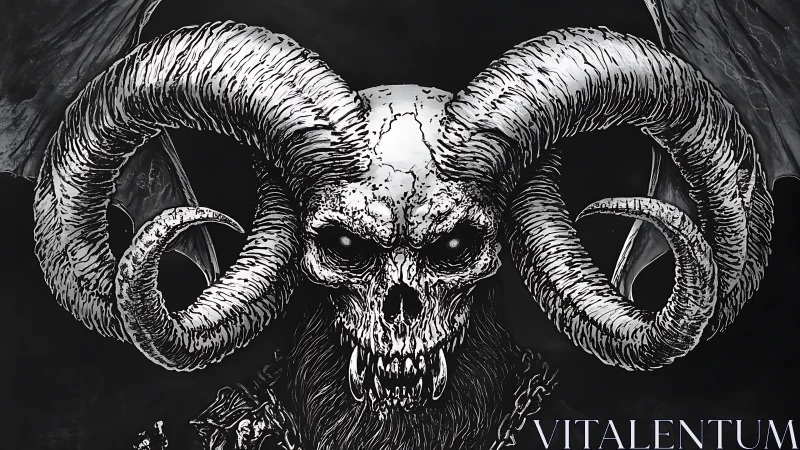 Dark horned skull guardian rising from the shadows.