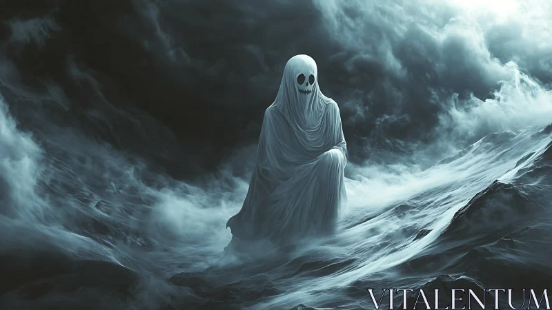 Stormlaugh ghost drifts over a drowned, moonlit dreamscape.