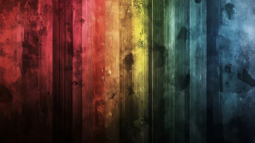 Spectral corrosion across vertically banded grunge panels.