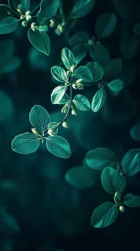 Emerald leaves drift through midnight hush and quiet light.