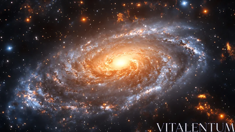 Spiral galaxy core blazing with luminous stellar currents.