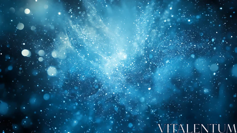 Blue abstract light burst with glowing dust particles.