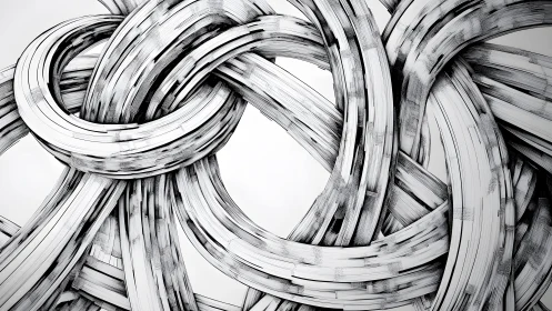 Intricate Monochrome Knot Abstract Art with Dynamic Linework.