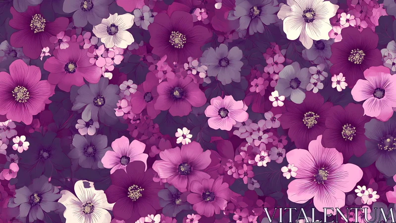 Radiant Floral Symphony in Vibrant Pink and Purple Tones