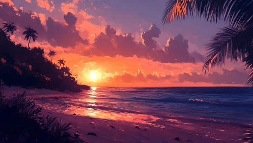 Digital seascape captures tropical sunset with chromatic contrast