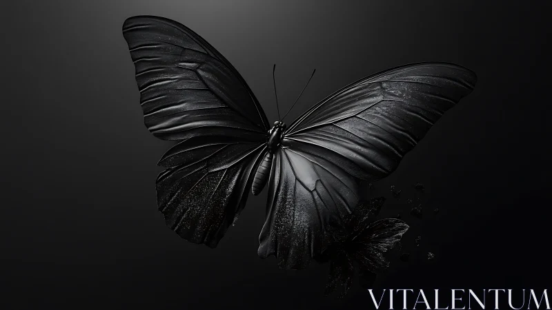 Midnight wings unfolding in a softly glowing darkness.