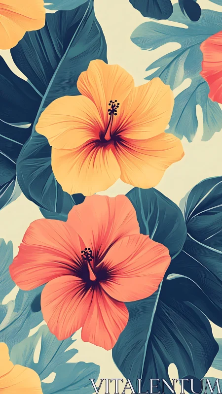 Tropical Blooms in Warm & Cool Harmony.