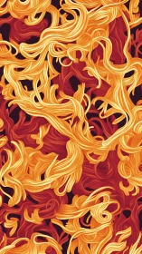 Swirling Golden Noodles Against Dark Red Backdrop