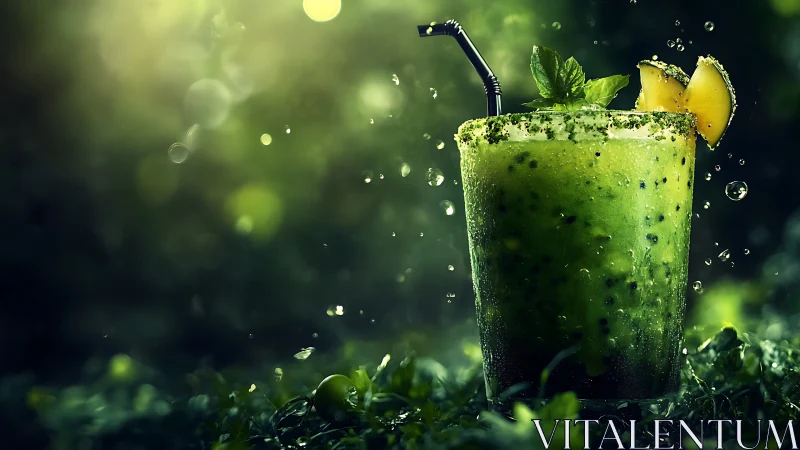 Vibrant Green Mojito Cocktail with Lime Splash.