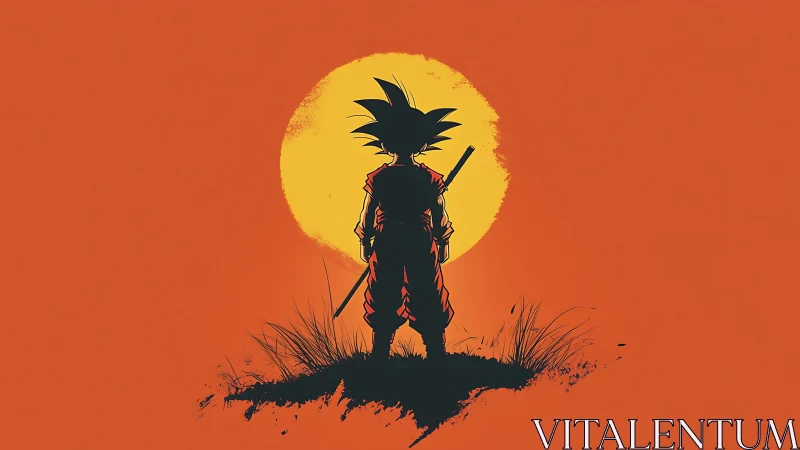 Silhouetted warrior child stands bold against a blazing sun
