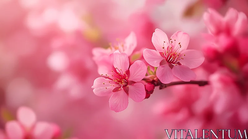 Pink Blossoms Close-Up. Spring Cherry Flowers Blooming.