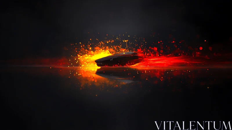 Futuristic Spacecraft with Explosive Energy Burst.