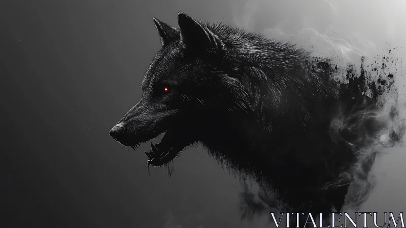 Shadowborn wolf spirit emerging from swirling midnight smoke.